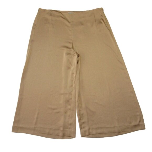 NWT Vince Drape Culotte in Pale Walnut Gold Satin Super Wide Crop Pants 16 - Picture 5 of 8
